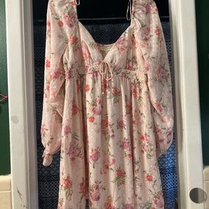 Floral pink spring dress